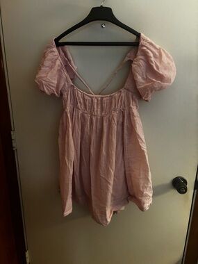 Free People Light pink Puff Sleeve Babydoll dress